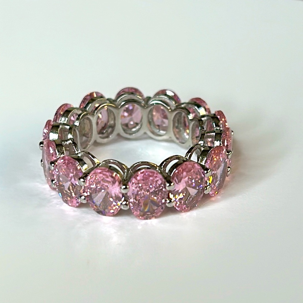 Fashion Oval Cut Pink Stud- Pink 925 Sterling Silver